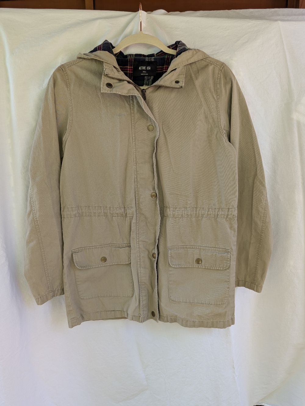 Active USA Canvas Work Jacket Cotton Beige Sz S